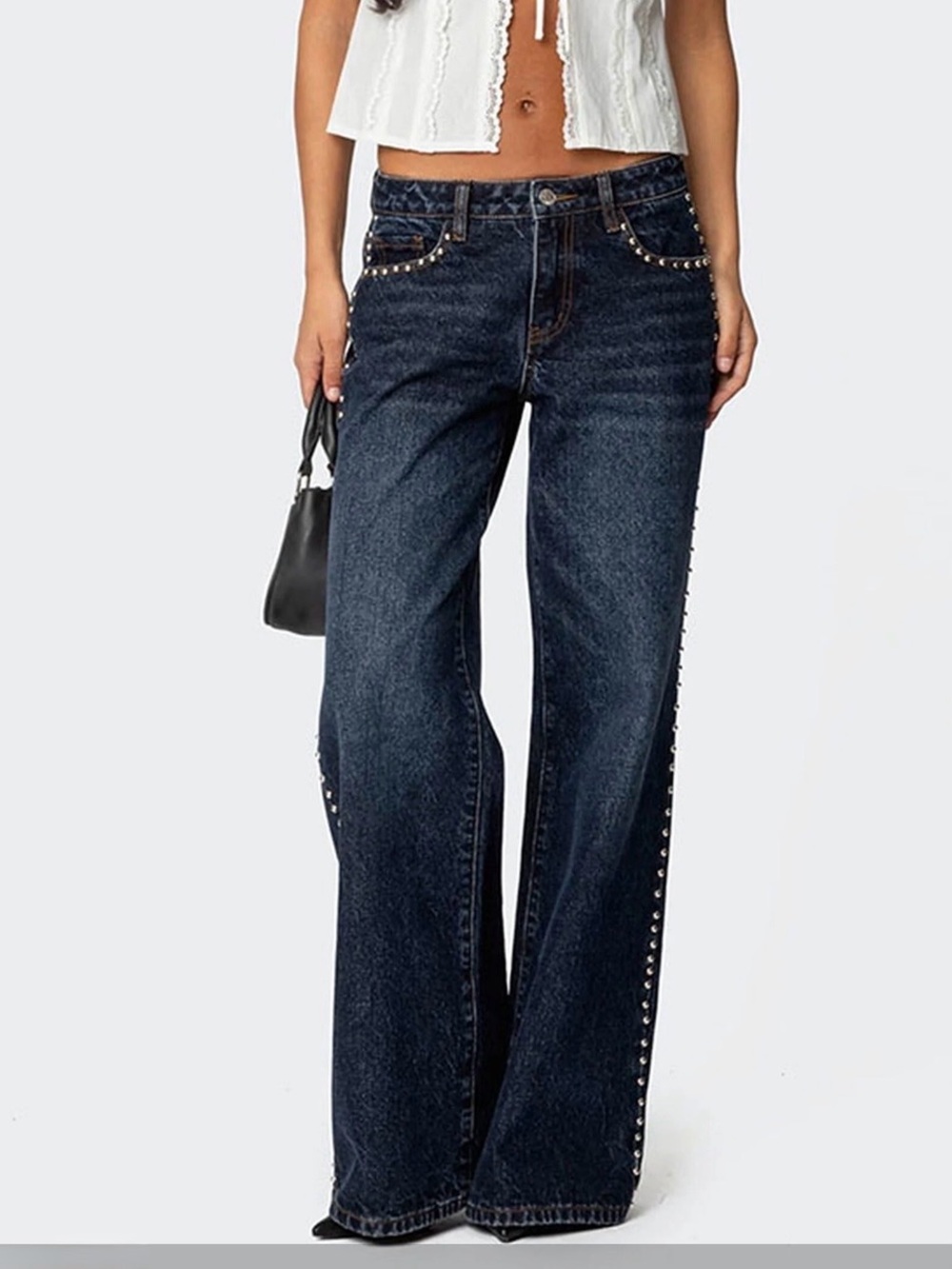 Edikted Studded Low Rise Jeans